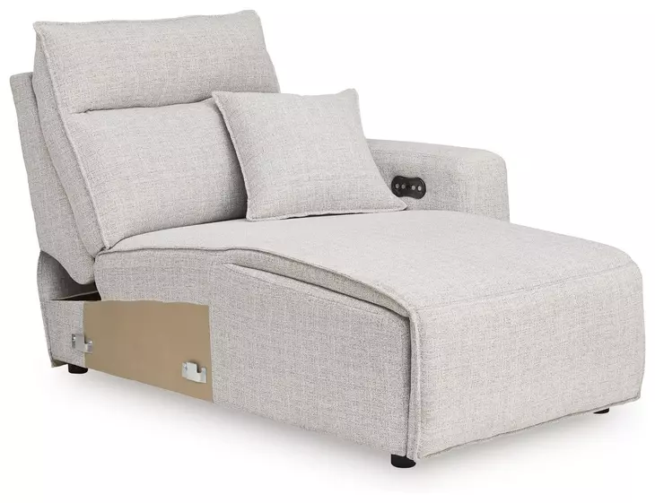 Modmax II Stone Performance Fabric 4 Piece Modular Power Reclining Sectional with Double Chaise and USB Charging