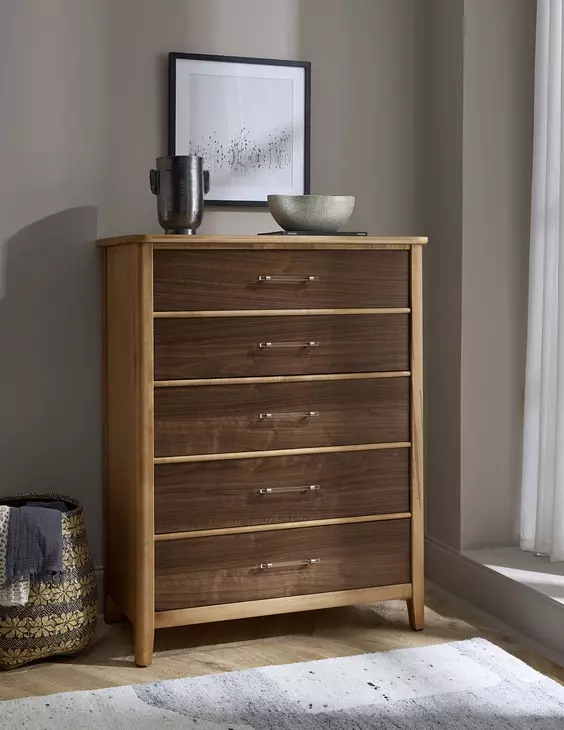 Nordhaven Clear Maple and Nordic Walnut 5 Drawer Chest