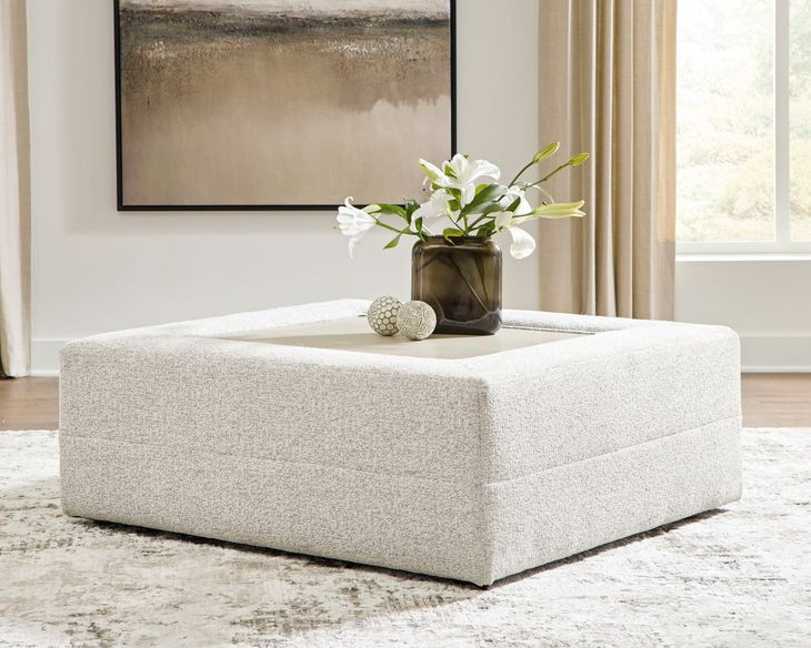 Stonecroft Manor Snowstone Upholstered Square Oversized Accent Ottoman