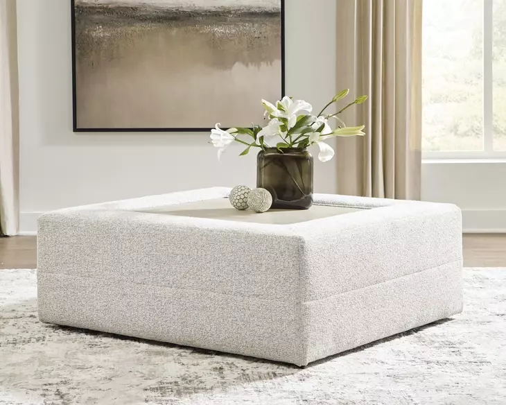 Stonecroft Manor Snowstone Upholstered Square Oversized Accent Ottoman