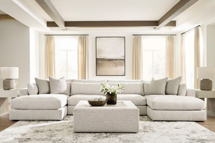 Stonecroft Manor Snowstone Upholstered Square Oversized Accent Ottoman