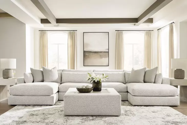 Stonecroft Manor Snowstone Upholstered Square Oversized Accent Ottoman