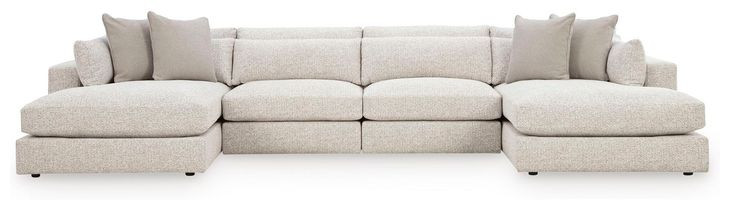 Stonecroft Manor Snowstone 4 Piece Modular Sectional Chaise with Pillows