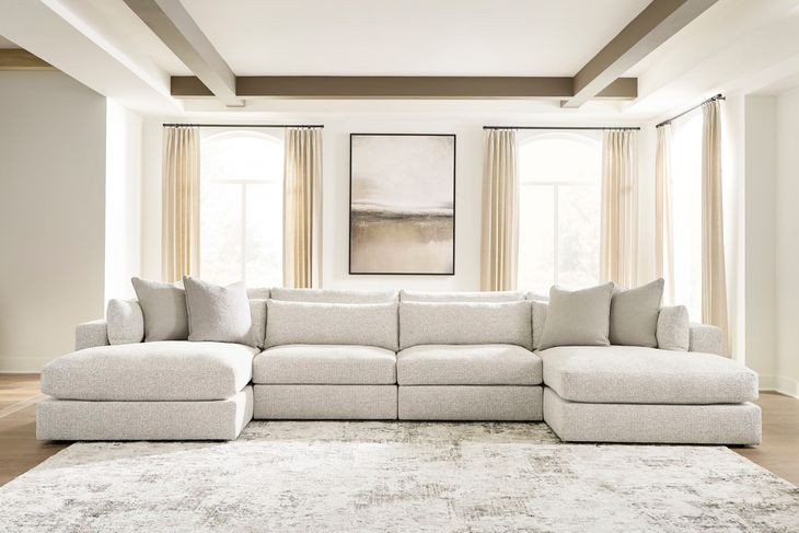 Stonecroft Manor Snowstone 4 Piece Modular Sectional Chaise with Pillows