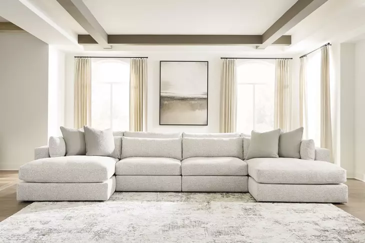 Stonecroft Manor Snowstone 4 Piece Modular Sectional Chaise with Pillows
