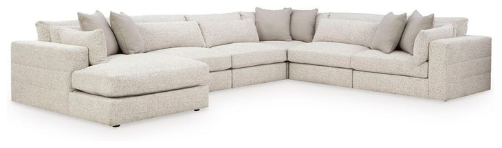Stonecroft Manor Snowstone 6 Piece Modular Sectional with LAF Chaise and Pillows