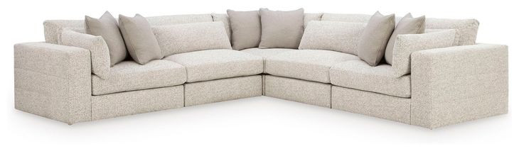 Stonecroft Manor Snowstone 5 Piece Modular Sectional with Pillows