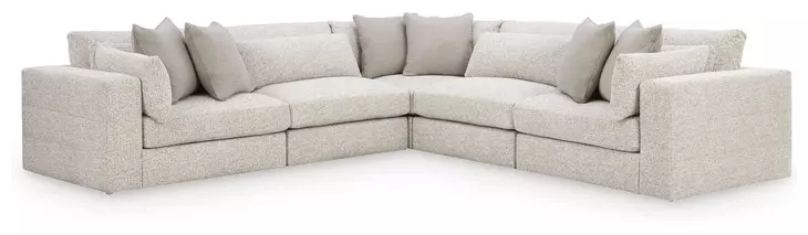 Stonecroft Manor Snowstone 5 Piece Modular Sectional with Pillows