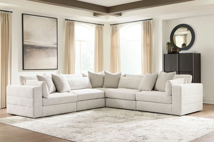 Stonecroft Manor Snowstone 5 Piece Modular Sectional with Pillows