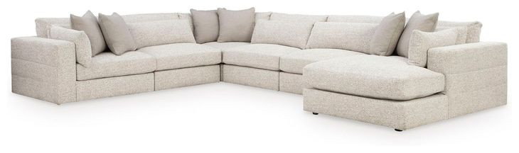 Stonecroft Manor Snowstone 6 Piece Modular Sectional with RAF Chaise and Pillows