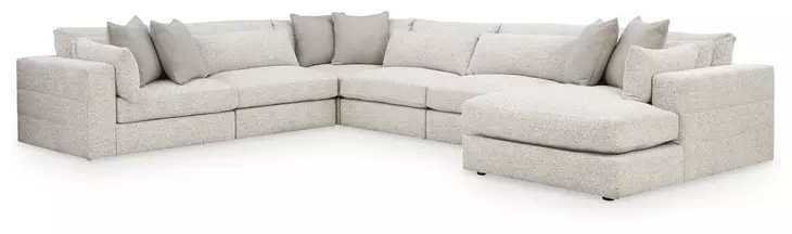 Stonecroft Manor Snowstone 6 Piece Modular Sectional with RAF Chaise and Pillows