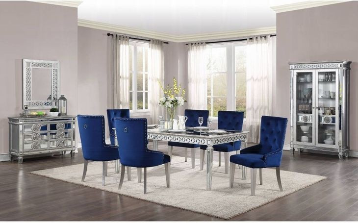 Varian Silver and Antique Platinum 78" Rectangular Glass Top Dining Table