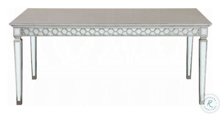 Varian Mirrored and Antique Platinum Extendable Rectangular Dining Room Set