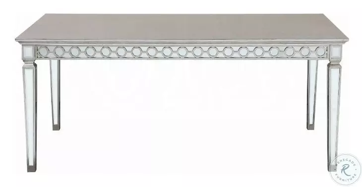 Varian Mirrored and Antique Platinum 90" Extendable Rectangular Dining Table