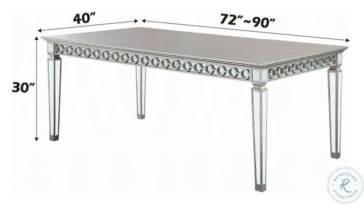 Varian Mirrored and Antique Platinum 90" Extendable Rectangular Dining Table