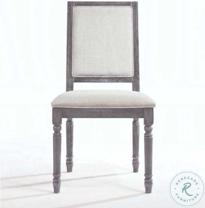 Leventis Cream Linen and Weathered Gray Side Chair Set of 2