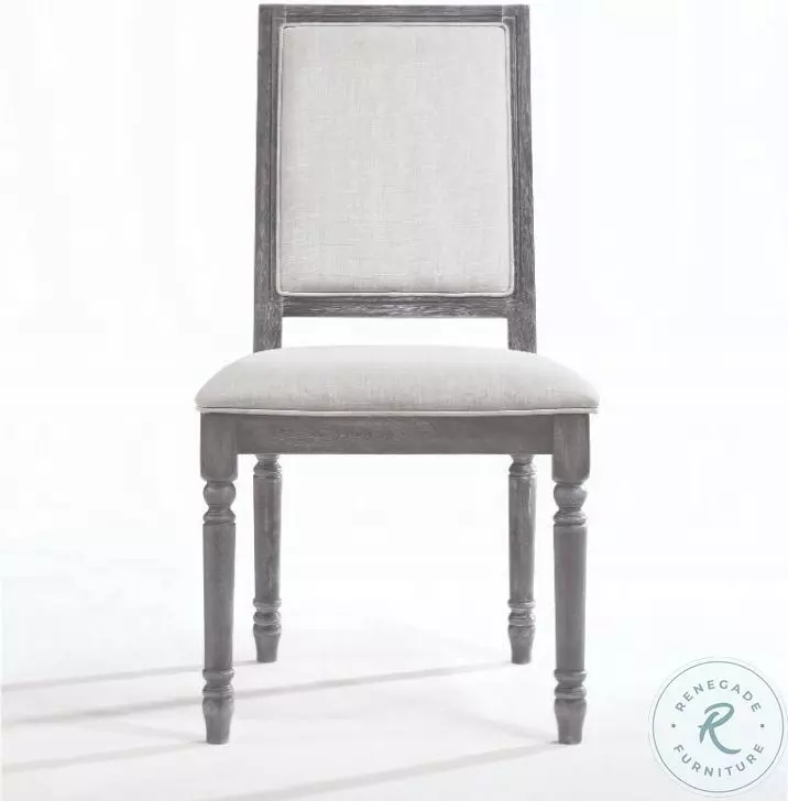 Leventis Cream Linen and Weathered Gray Side Chair Set of 2
