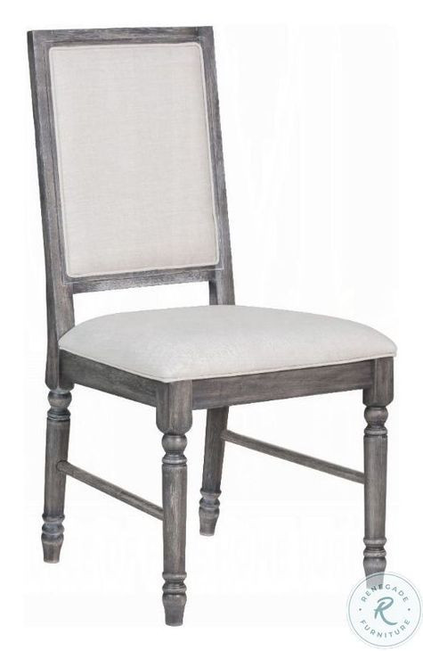 Leventis Cream Linen and Weathered Gray Side Chair Set of 2