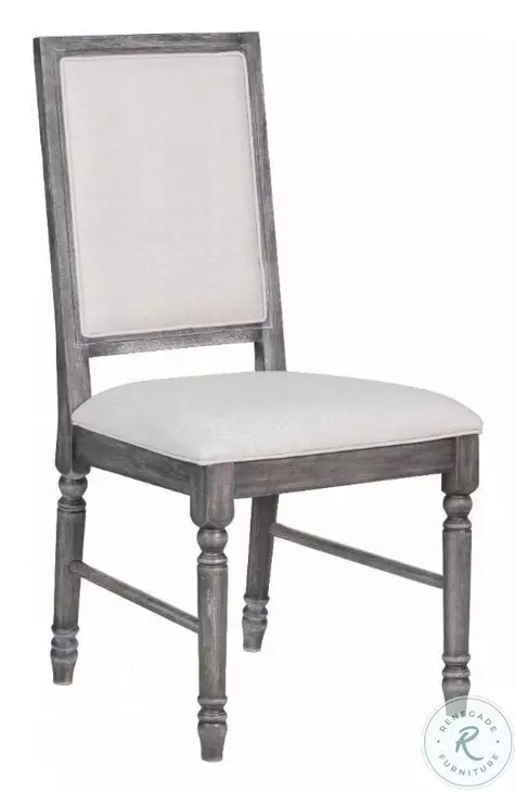 Leventis Cream Linen and Weathered Gray Side Chair Set of 2