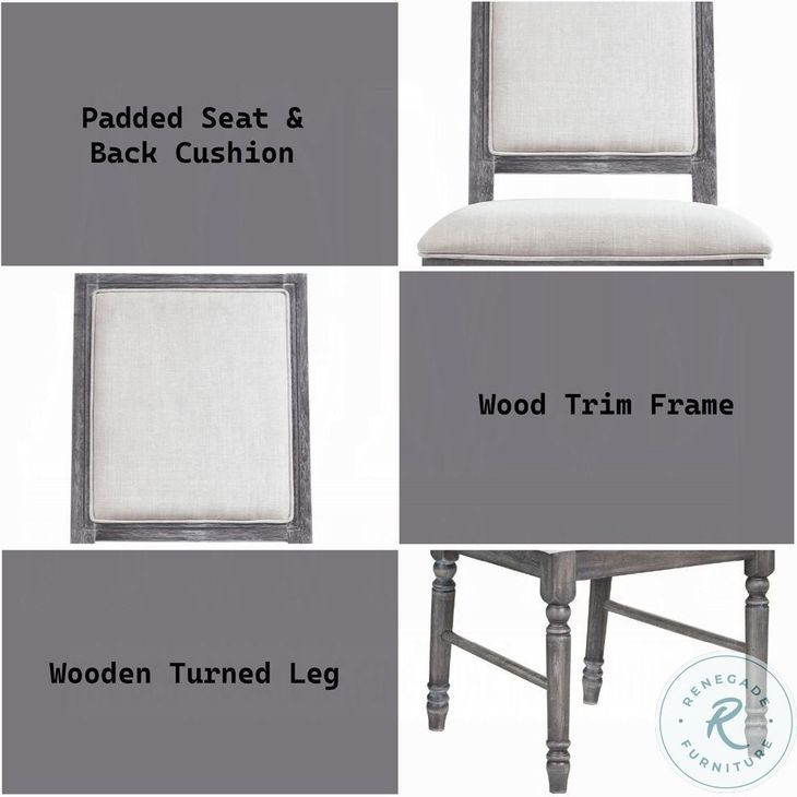 Leventis Cream Linen and Weathered Gray Side Chair Set of 2