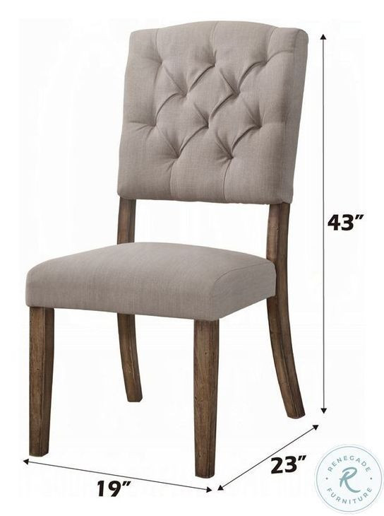Bernard Linen and Weathered Oak Side Chair Set of 2