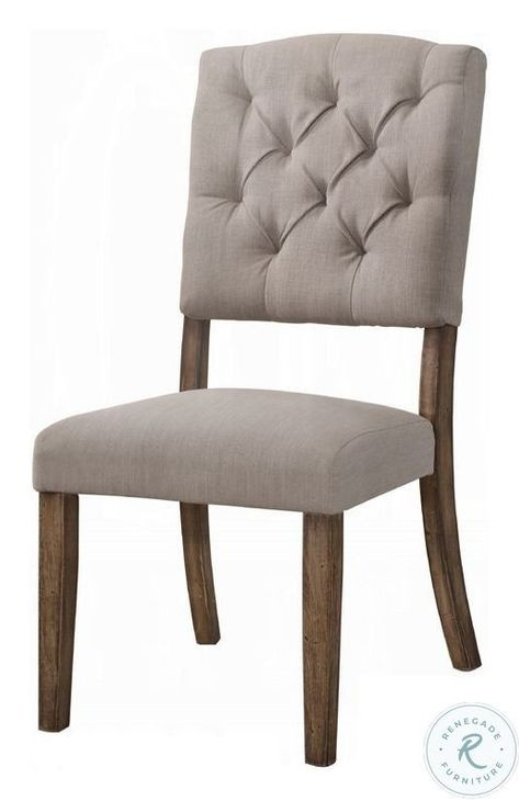 Bernard Linen and Weathered Oak Side Chair Set of 2