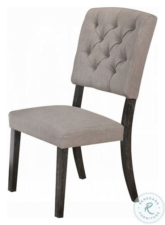Bernard Linen and Weathered Gray Oak Side Chair Set of 2