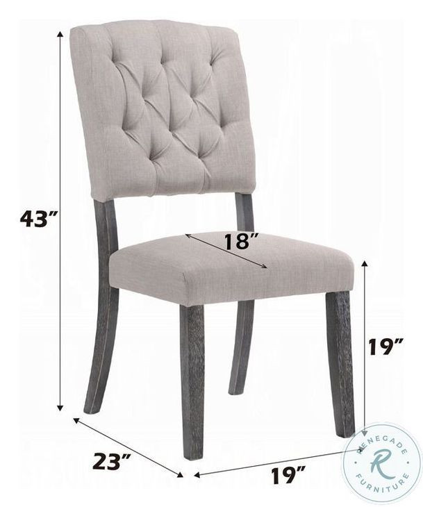 Bernard Linen and Weathered Gray Oak Side Chair Set of 2