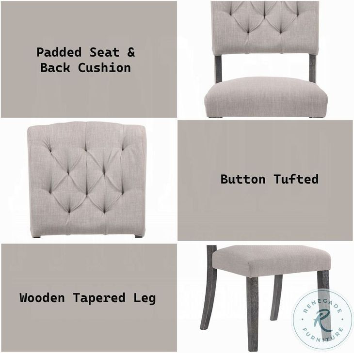 Bernard Linen and Weathered Gray Oak Side Chair Set of 2