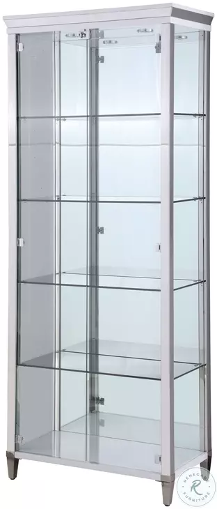 6652 Clear Glass And Polished Stainless Steel Curio Cabinet