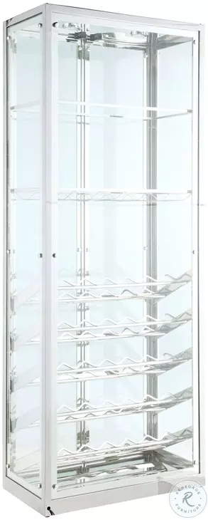 6655 Clear Glass And Chrome Curio Cabinet