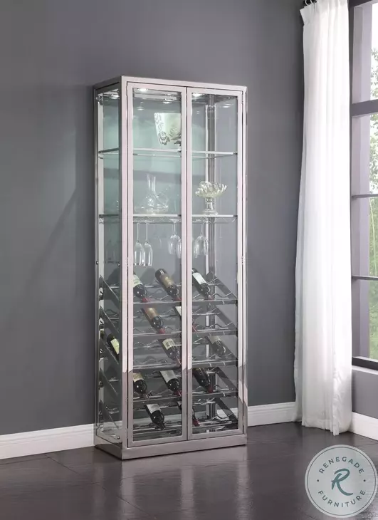 6655 Clear Glass And Chrome Curio Cabinet