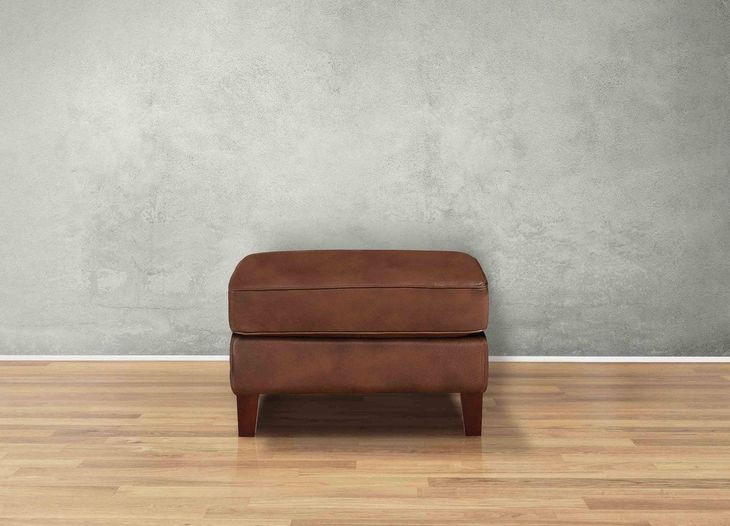 Lachlan Pecan Leather Upholstered Rectangular Ottoman