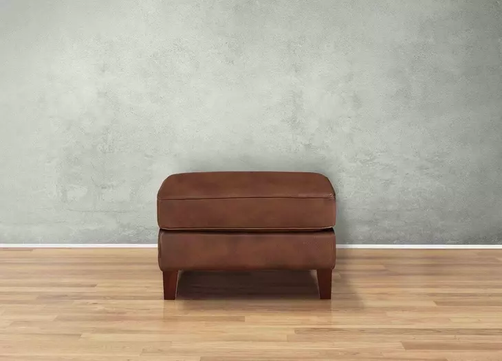 Lachlan Pecan Leather Upholstered Rectangular Ottoman
