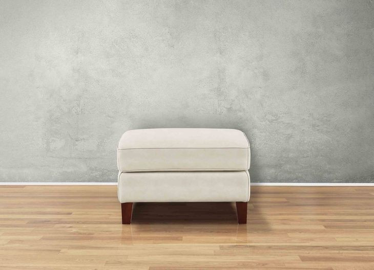 Lachlan Vanilla Leather Upholstered Rectangular Ottoman