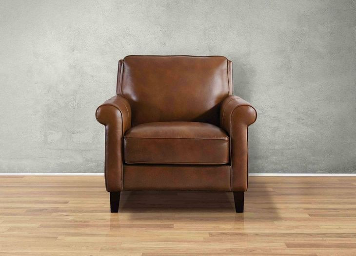 Lachlan Pecan Leather Upholstered Accent Chair