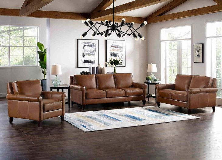 Lachlan Pecan Leather Upholstered Accent Chair