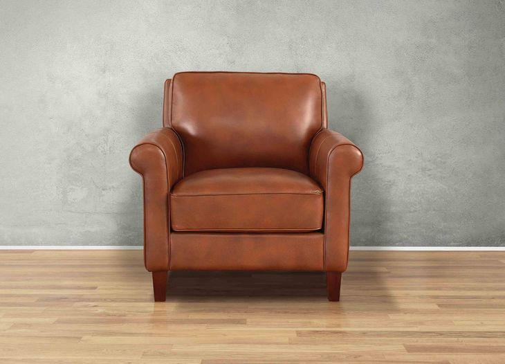 Lachlan Nutmeg Leather Upholstered Accent Chair