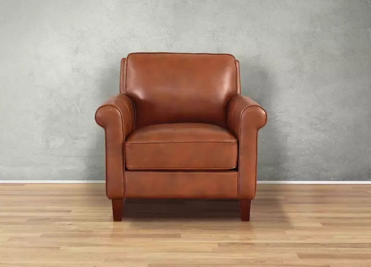 Lachlan Nutmeg Leather Upholstered Accent Chair