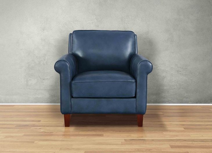 Lachlan Navy Leather Upholstered Accent Chair