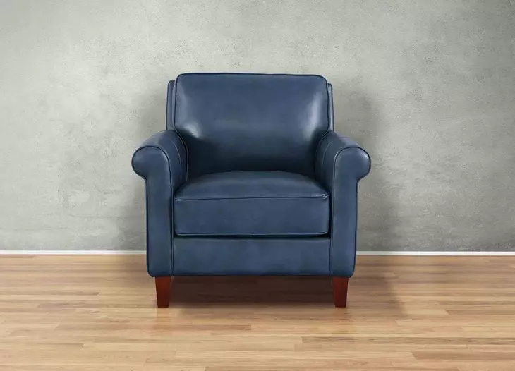 Lachlan Navy Leather Upholstered Accent Chair