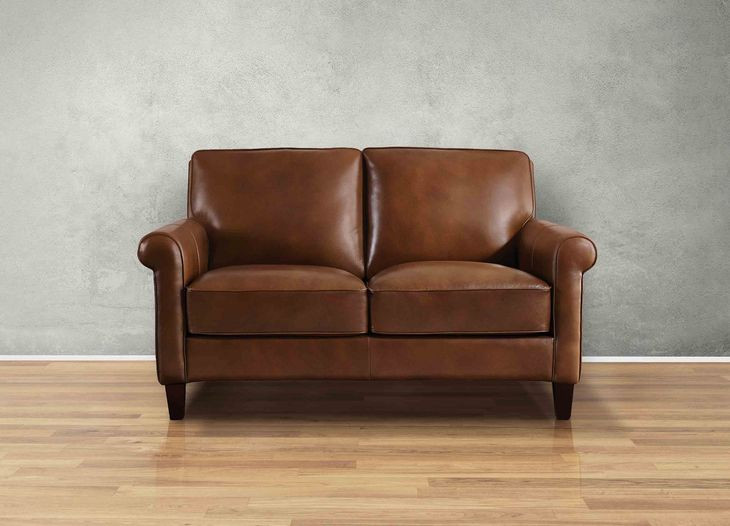 Lachlan Pecan Leather 60" Loveseat