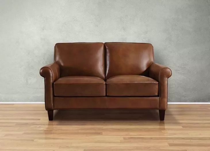Lachlan Pecan Leather 60" Loveseat