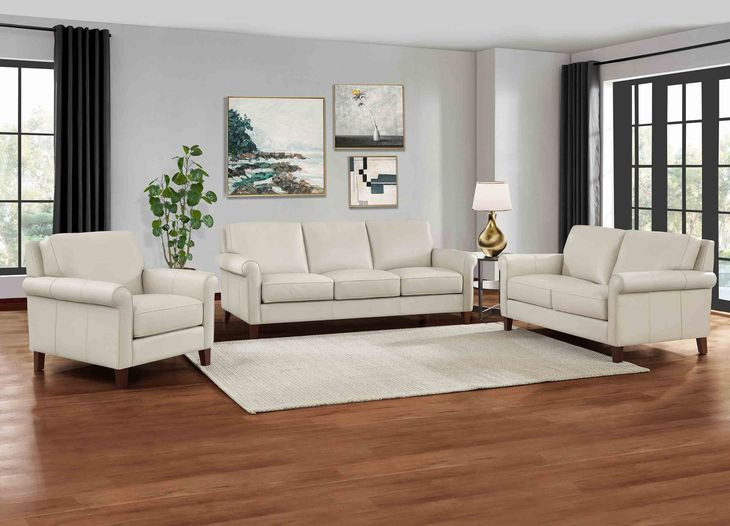 Lachlan Vanilla Leather 60" Loveseat