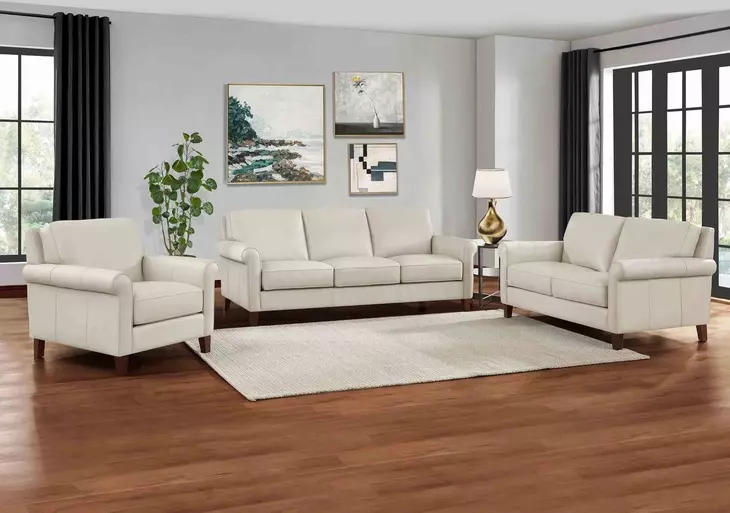 Lachlan Vanilla Leather 60" Loveseat