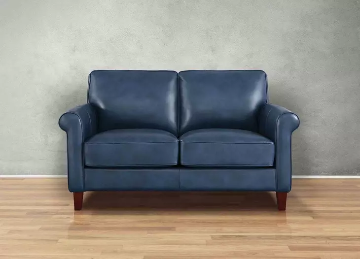 Lachlan Navy Leather 60" Loveseat