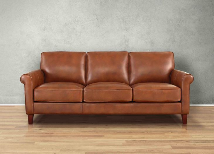 Lachlan Nutmeg Leather 84" Sofa