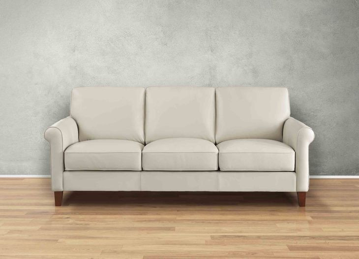 Lachlan Vanilla Leather 84" Sofa