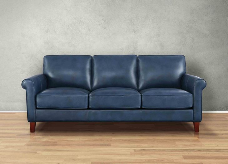 Lachlan Navy Leather 84" Sofa