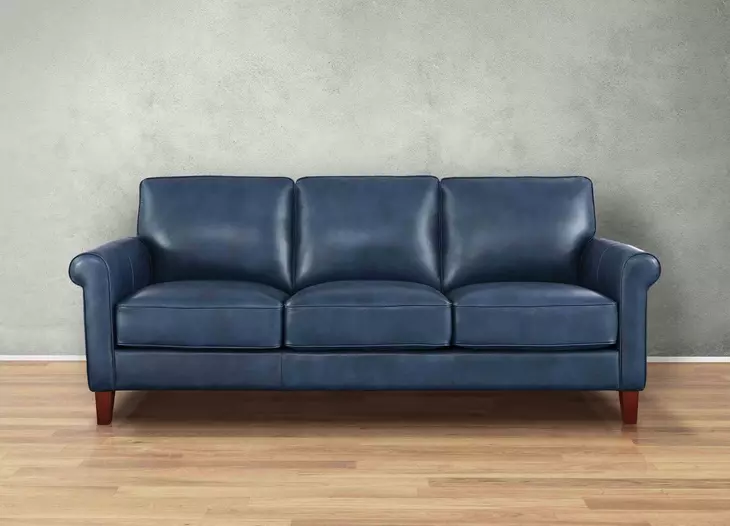 Lachlan Navy Leather Living Room Set